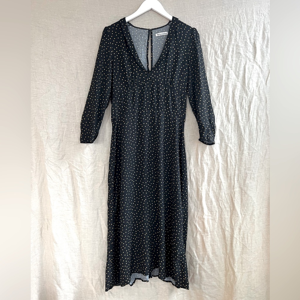 Reformation Black Polka Dot Dress
